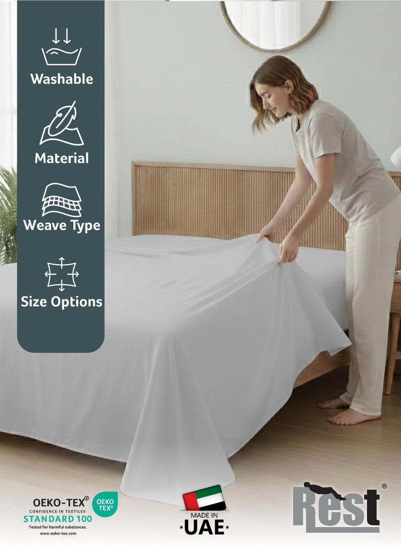 REST Flat Bedsheet 240x260cm Plush Grey Breathable Machine Washbale Bedsheet Extra Soft Easy Fit Highly Breathable Bedding & Linen Cover - Image 3